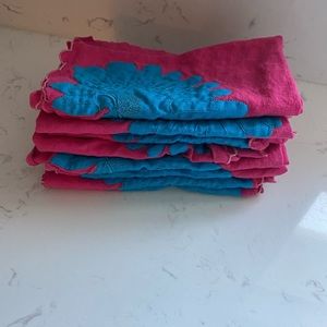 Beautiful 8 Piece Set of Vibrant Pink & Blue Table Napkins
